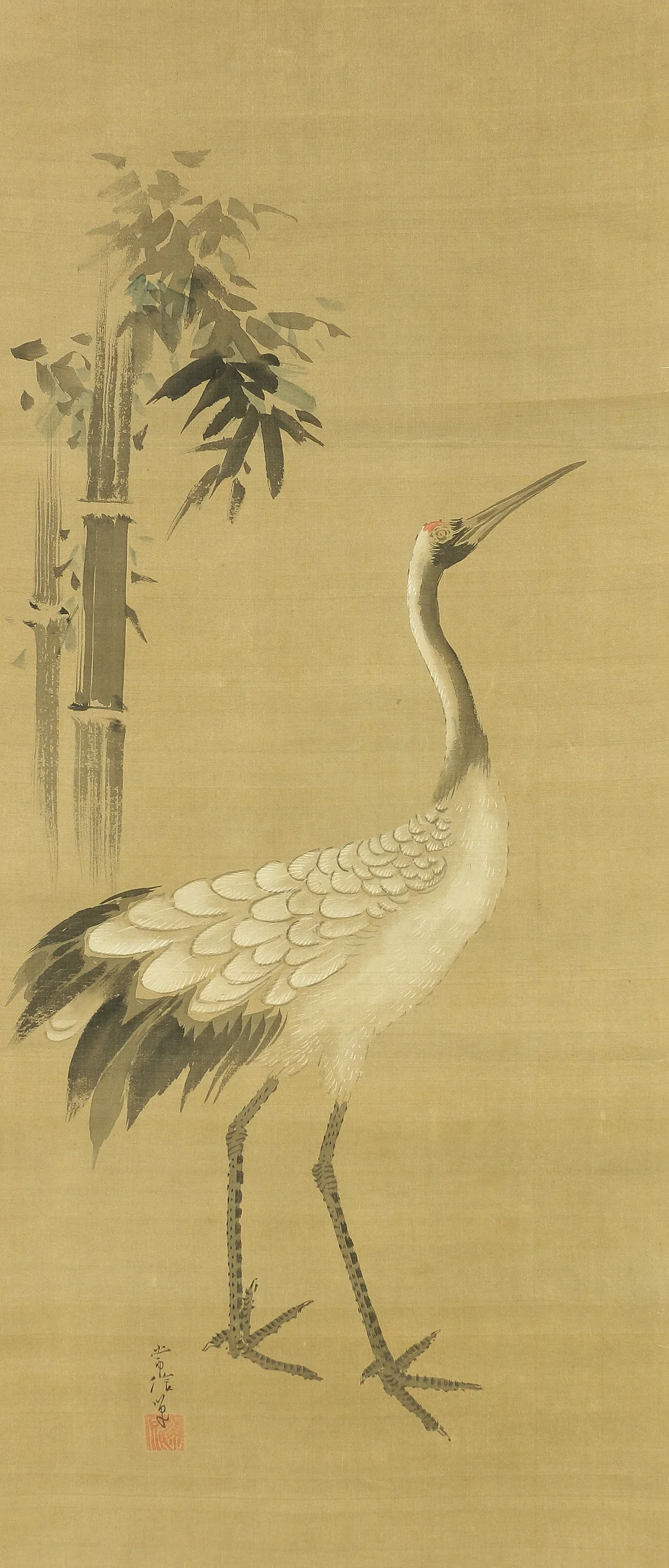 狩野常信 Kano Tsunenobu (1636-1713) Japanese antique art a set of three kakejiku kakemono wall hanging scrolls / Jurojin, Crane, Pine, and Bamboo with Box RA625 - Image 27