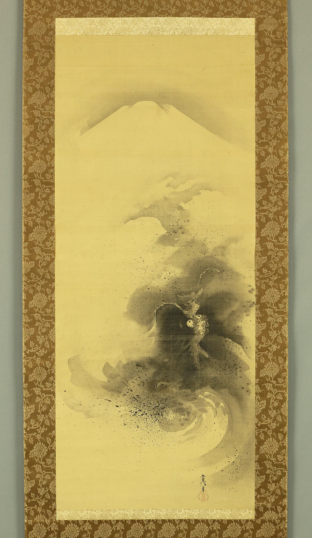 狩野常信 Kano Tsunenobu (1636-1713) Japanese antique art kakejiku kakemono wall hanging scroll / Dragon Crossing Over Mt. Fuji with Box RA507 - Image 3