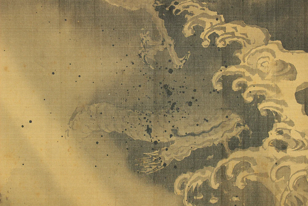狩野常信 Kano Tsunenobu (1636-1713) Japanese antique art Large kakejiku kakemono wall hanging scroll / Dragon Crossing Over Mt. Fuji with Box RD552 - Image 12