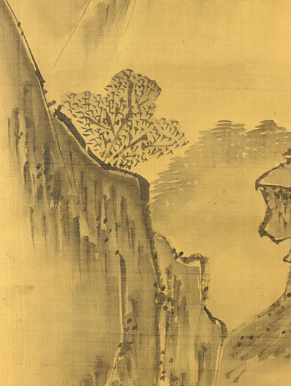 狩野常信 Kano Tsunenobu (1636-1713) Japanese antique art Paired kakejiku kakemono wall hanging scrolls / Broken Ink Landscape (Haboku Sansui) - Ink Landscape Pine Waterfall Jurojin (God of Longevity) with Box RA961 - Image 42