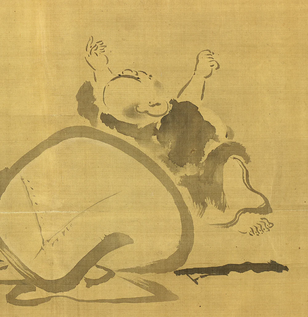 狩野常信 Kano Tsunenobu (1636-1713) Japanese art kakejiku kakemono wall hanging scroll / Hotei with Box RB128 - Image 6