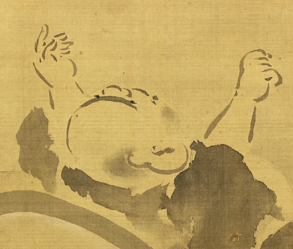 狩野常信 Kano Tsunenobu (1636-1713) Japanese art kakejiku kakemono wall hanging scroll / Hotei with Box RB128 - Image 7