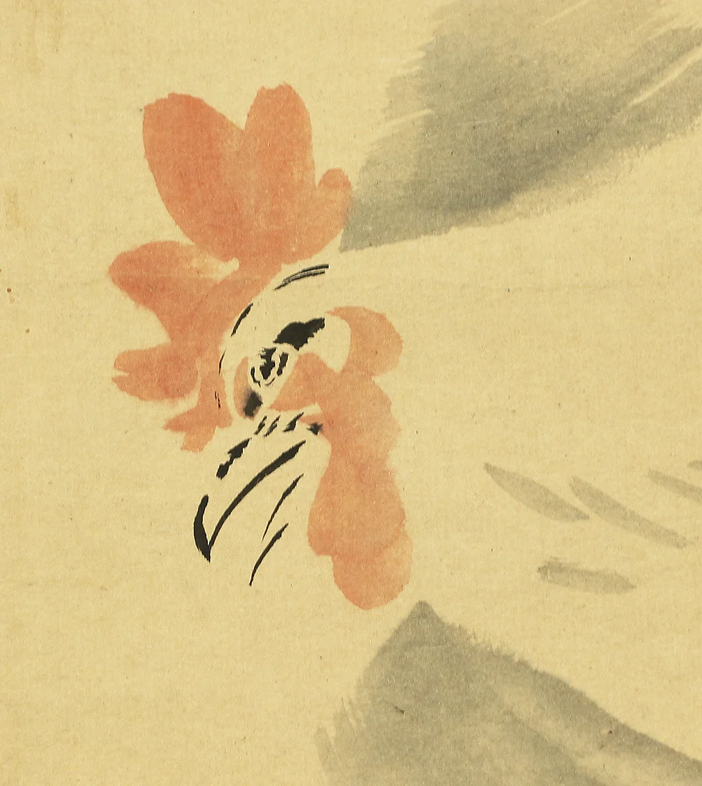 加藤文麗 Kato Bunrei (1706-1782) Japanese antique art kakejiku kakemono wall hanging scroll / Chicken and Bamboo with Box RB649 - Image 7