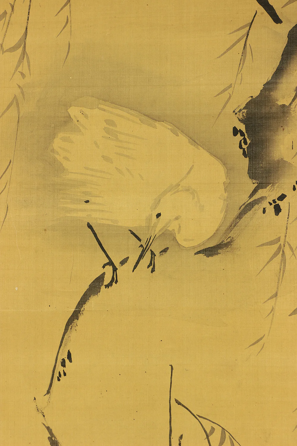 加藤文麗 Kato Bunrei (1706-1782) Japanese antique art kakejiku kakemono wall hanging scroll / Willow Trees and Heron RB876 - Image 5