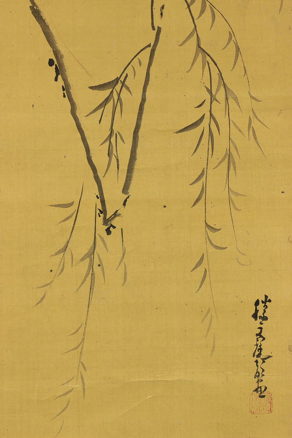 加藤文麗 Kato Bunrei (1706-1782) Japanese antique art kakejiku kakemono wall hanging scroll / Willow Trees and Heron RB876 - Image 7