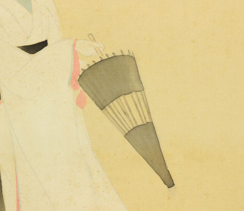 加藤晨明 Kato Shinmei (1910-1998) Japanese art kakejiku kakemono wall hanging scroll / Beautiful Woman with Umbrella White Kimono with Box RB994 - Image 7