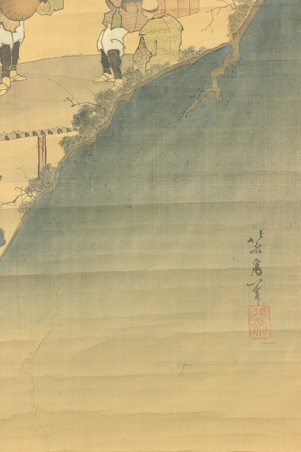 葛飾北斎 Katsushika Hokusai (1760-1849) Japanese antique art Paired kakejiku kakemono wall hanging scrolls / Travelers and Mt. Fuji Scenery with Box A627 - Image 11