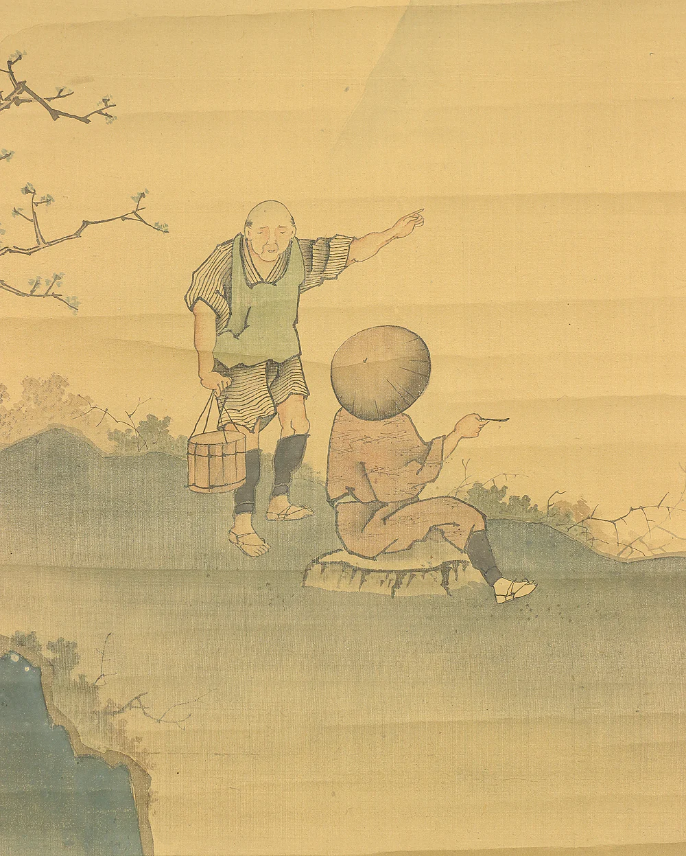 葛飾北斎 Katsushika Hokusai (1760-1849) Japanese antique art Paired kakejiku kakemono wall hanging scrolls / Travelers and Mt. Fuji Scenery with Box A627 - Image 24