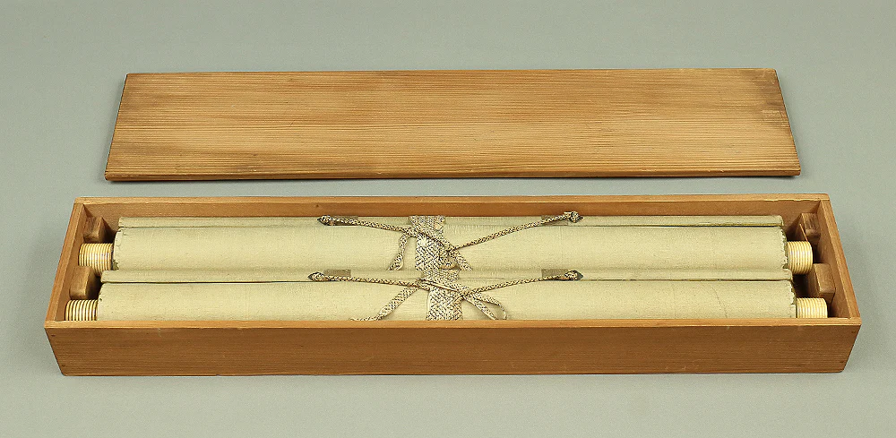 葛飾北斎 Katsushika Hokusai (1760-1849) Japanese antique art Paired kakejiku kakemono wall hanging scrolls / Travelers and Mt. Fuji Scenery with Box A627 - Image 33
