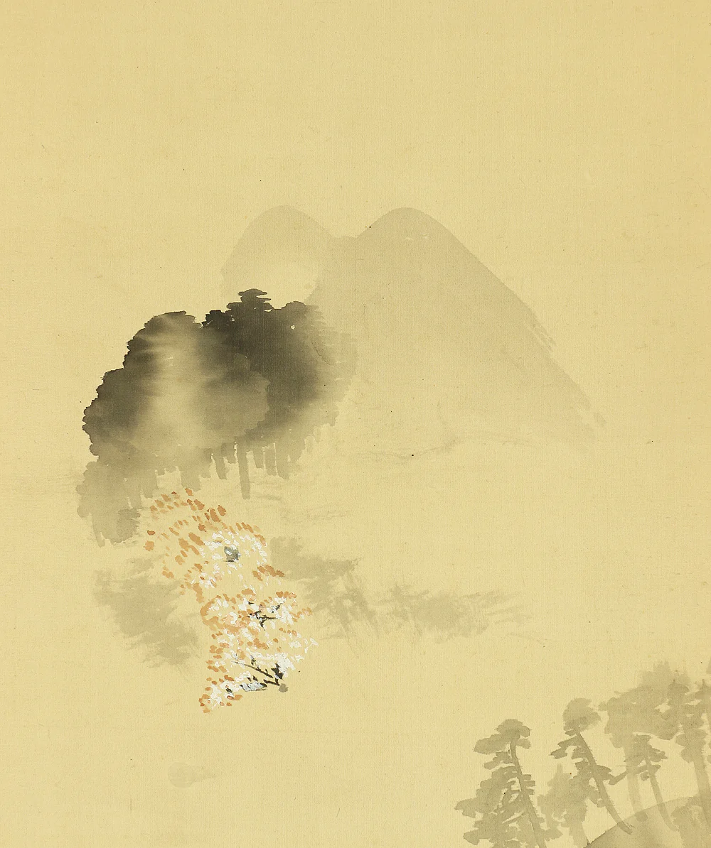 川端玉章 Kawabata Gyokusho (1842-1913) Japanese antique art kakejiku kakemono wall hanging scroll / Kyoto Arashiyama Cherry Blossoms Scenery with Appraised Box by 川端茂章 Kawabata Shigeaki (1883-?) 川端玉雪 (b1880) Kawabata Gyokusetsu RB410 - Image 6