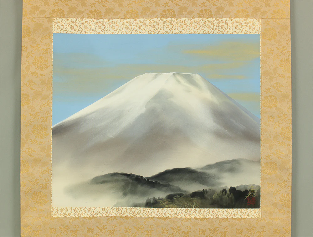 川村憲邦 Kawamura Kenpo (b1914) Japanese art kakejiku kakemono wall hanging scroll / Mt. Fuji with Original Double Box (Tomobako) RD277