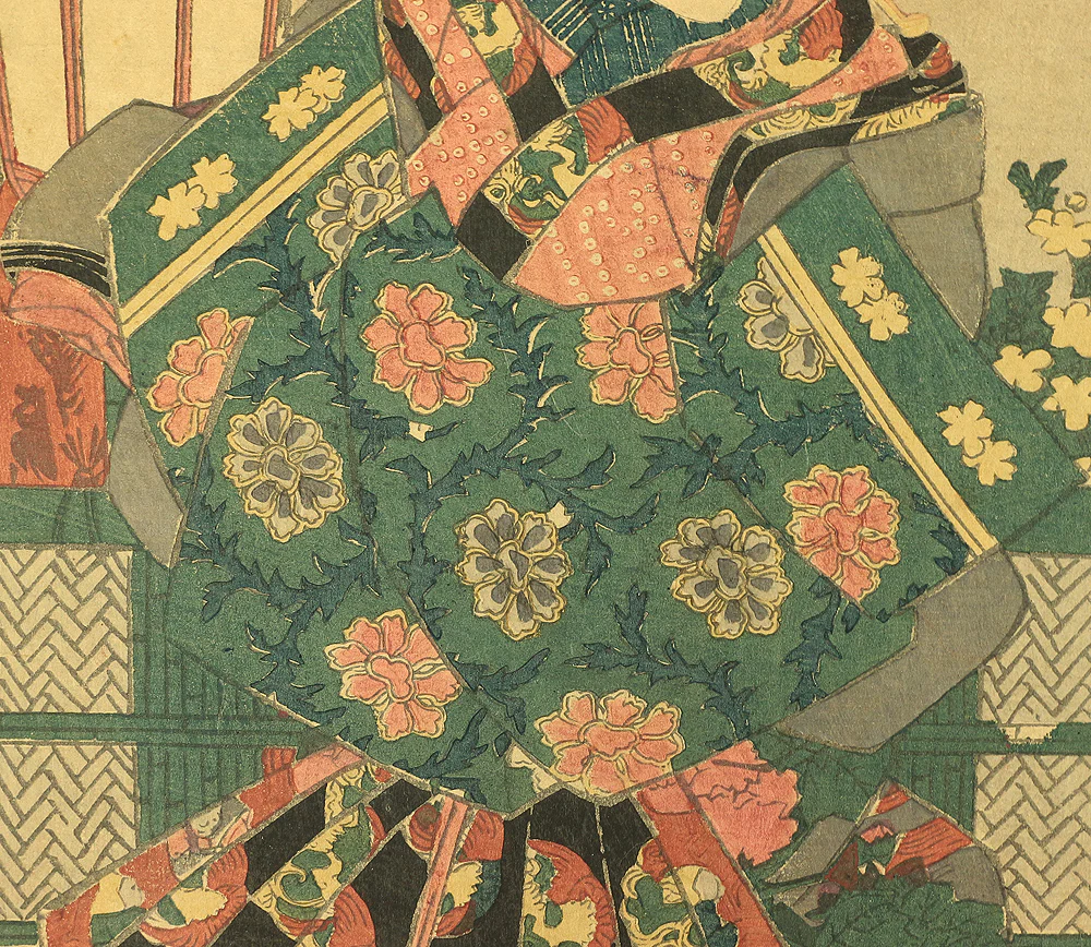 渓斎英泉 Keisai Eisen (1790-1848) Japanese antique art Original Ukiyo-e Woodblock prints / 「岡本屋内重岡」Courtesan Shigeoka of Okamotoya Published by Ezakiya 江崎屋 OW186 - Image 8