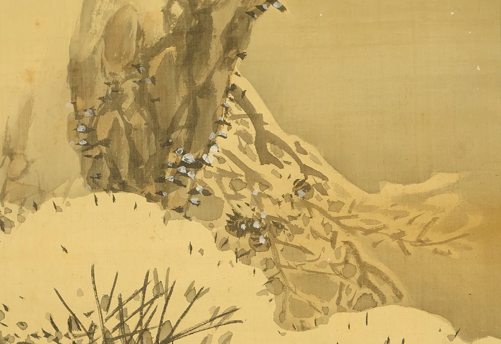 菊池芳文 Kikuchi Hobun (1862-1918) Japanese art kakejiku kakemono wall hanging scroll / Pine Tree Covered in Snow with Box RE887 - Image 6
