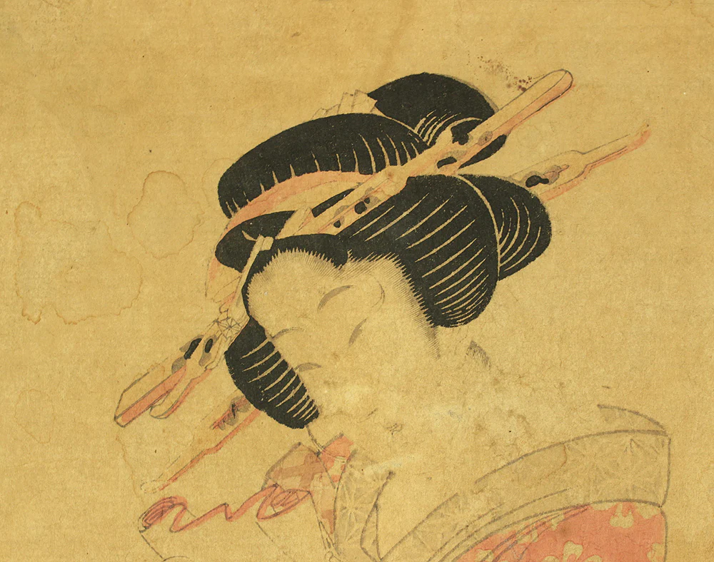 菊川英山 Kikukawa Eizan (1787-1867) Japanese antique art Original Ukiyo-e woodblock print / Beautiful Woman in Kimono OW355 - Image 4