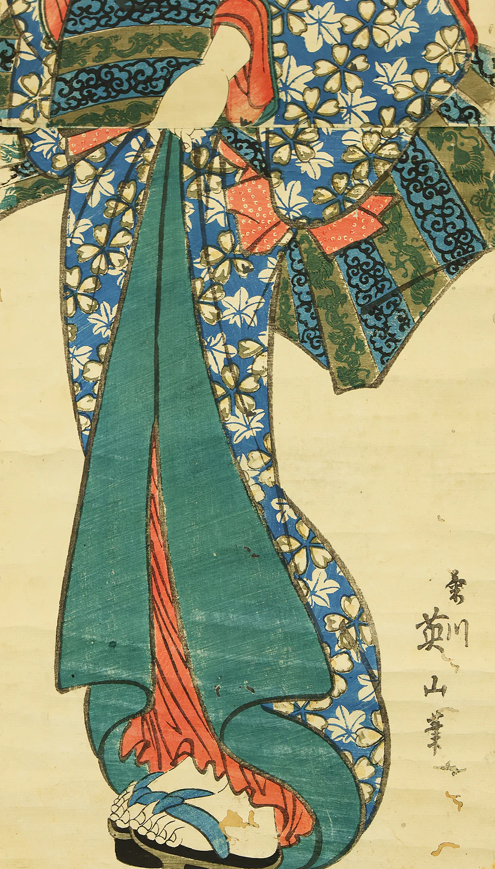菊川英山 Kikukawa Eizan (1787-1867) Japanese antique art Woodblock Print kakejiku kakemono wall hanging scroll / Ukiyo-e Beauty RE151 - Image 11