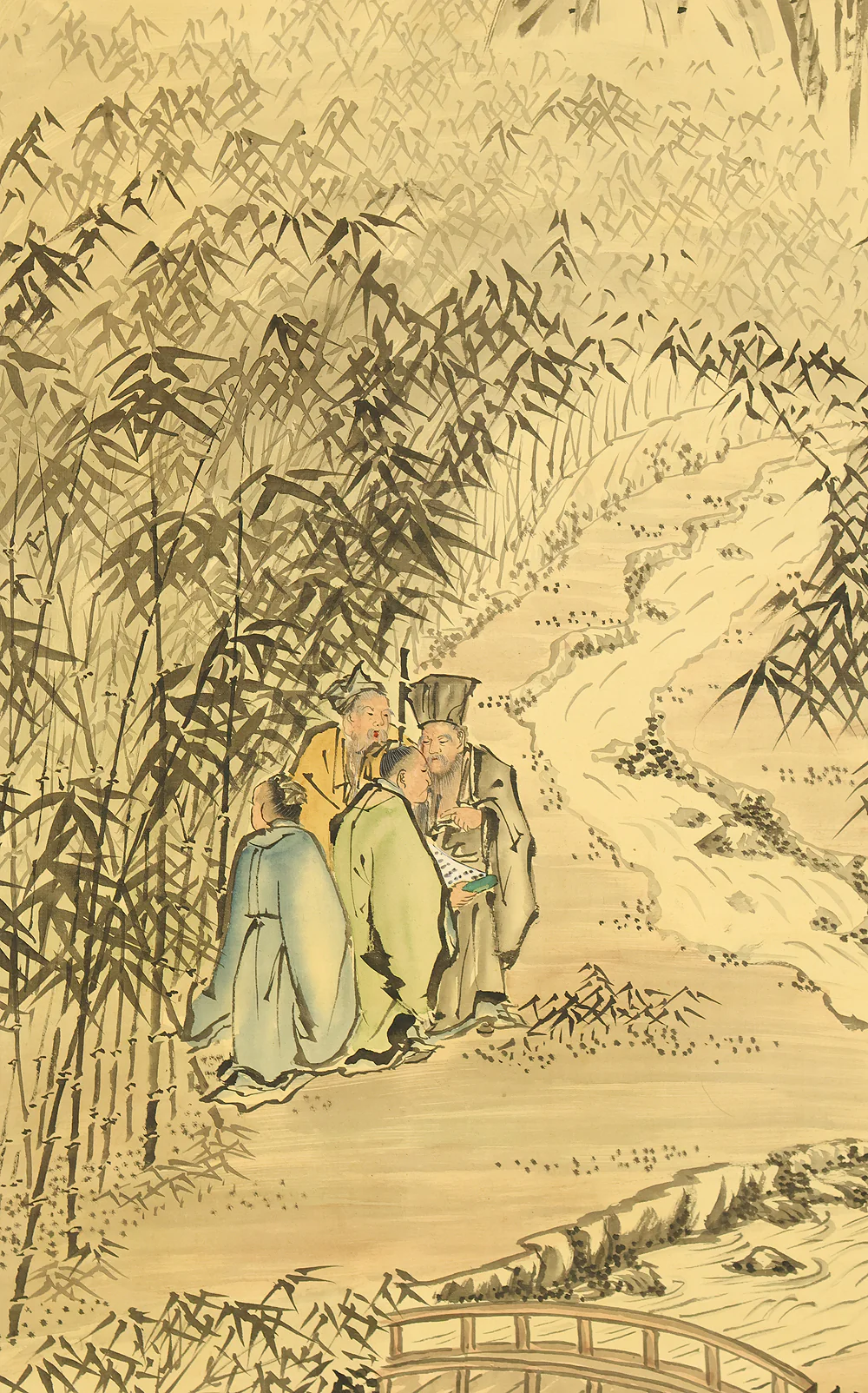 木村頼雄 Kimura Raiyu Japanese art kakejiku kakemono wall hanging scroll / Seven Sages in Bamboo Grove and Valley Landscape with Box RE132 - Image 10