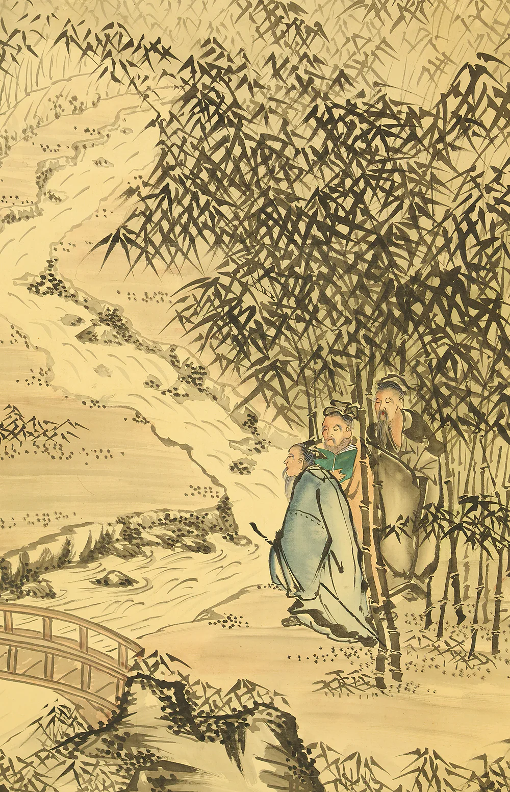 木村頼雄 Kimura Raiyu Japanese art kakejiku kakemono wall hanging scroll / Seven Sages in Bamboo Grove and Valley Landscape with Box RE132 - Image 12