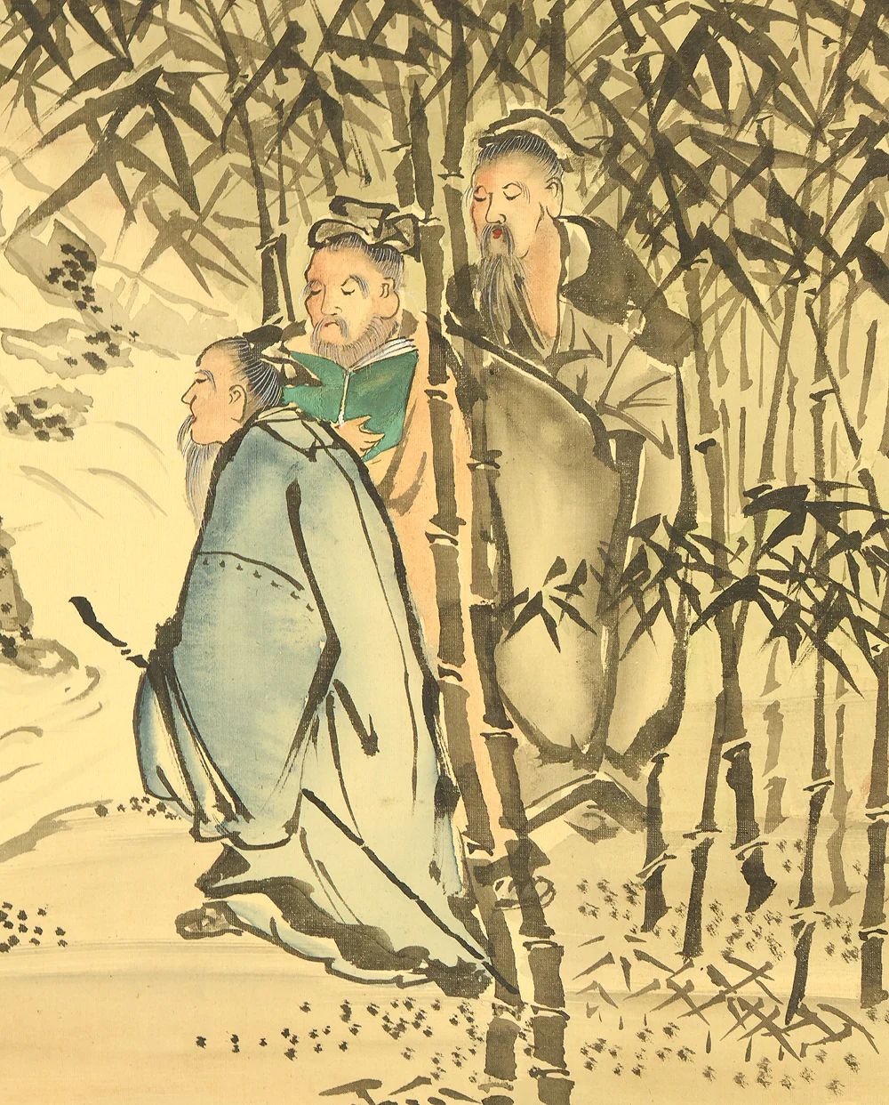 木村頼雄 Kimura Raiyu Japanese art kakejiku kakemono wall hanging scroll / Seven Sages in Bamboo Grove and Valley Landscape with Box RE132 - Image 13