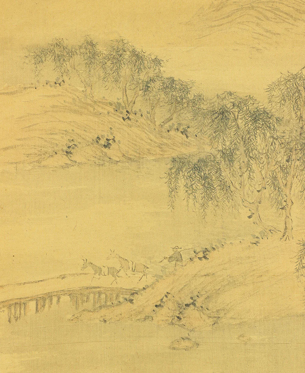 木下逸雲 Kinoshita Itsuun (1800-1866) Japanese art kakejiku kakemono wall hanging scroll / Willow Village Landscape Sansui with Box RA648 - Image 11