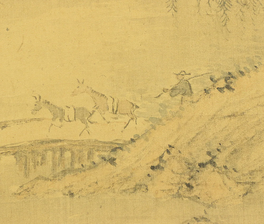 木下逸雲 Kinoshita Itsuun (1800-1866) Japanese art kakejiku kakemono wall hanging scroll / Willow Village Landscape Sansui with Box RA648 - Image 12