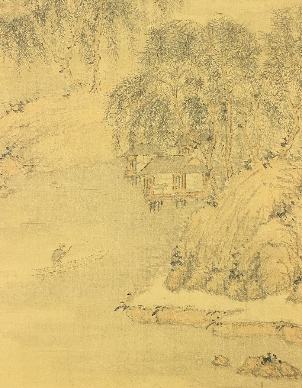 木下逸雲 Kinoshita Itsuun (1800-1866) Japanese art kakejiku kakemono wall hanging scroll / Willow Village Landscape Sansui with Box RA648 - Image 13