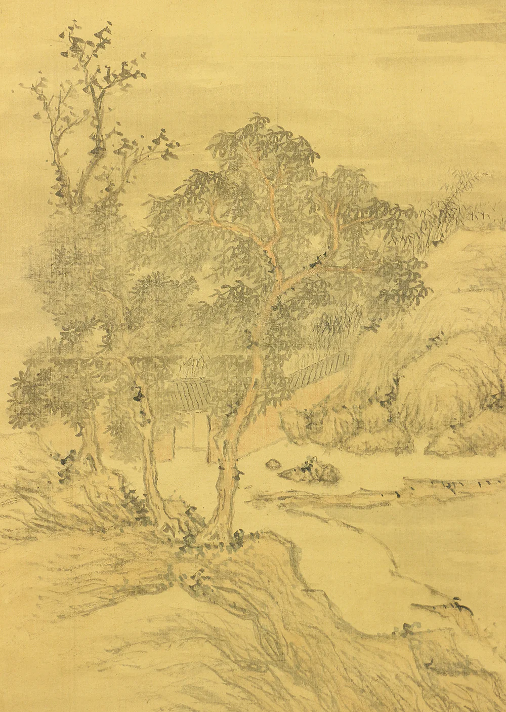木下逸雲 Kinoshita Itsuun (1800-1866) Japanese art kakejiku kakemono wall hanging scroll / Willow Village Landscape Sansui with Box RA648 - Image 16
