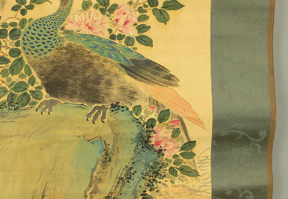 小室翠雲 Komuro Suiun (1874-1945) Japanese art Large kakejiku kakemono wall hanging scroll / Pair of Peacock on Rock with Appraised Box RD755 - Image 23