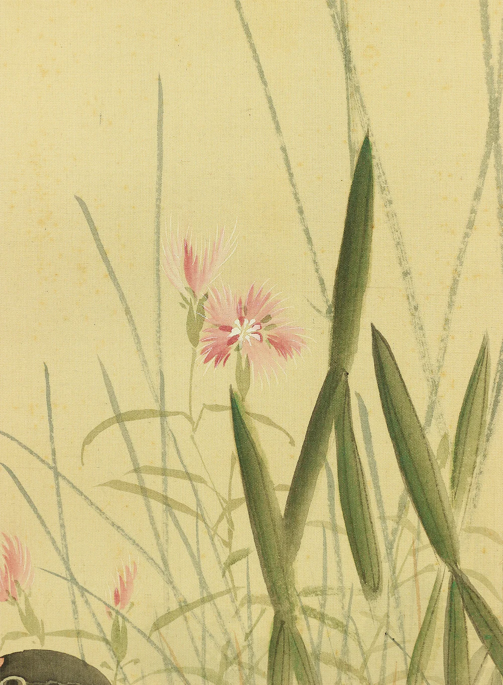 幸野楳嶺 Kono Bairei (1844-1895) Japanese antique kakejiku kakemono hanging scroll / Waterfowl, Dianthus, and Aquatic Plants with Appraised Double Box by Kono Seiko 幸野西湖 (1881-1945) RA717 - Image 10
