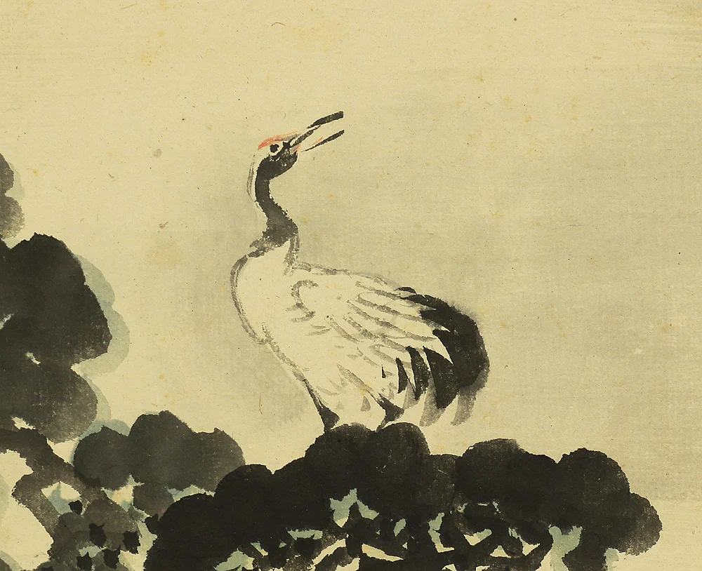 幸野楳嶺 Kono Bairei (1844-1895) Japanese antique art kakejiku kakemono wall hanging scroll / Horai Mountain Rivers Landscapes Rising Sun and Cranes with Appraised Box by 幸野西湖 Kono Seiko (1881-1945) RC747 - Image 12