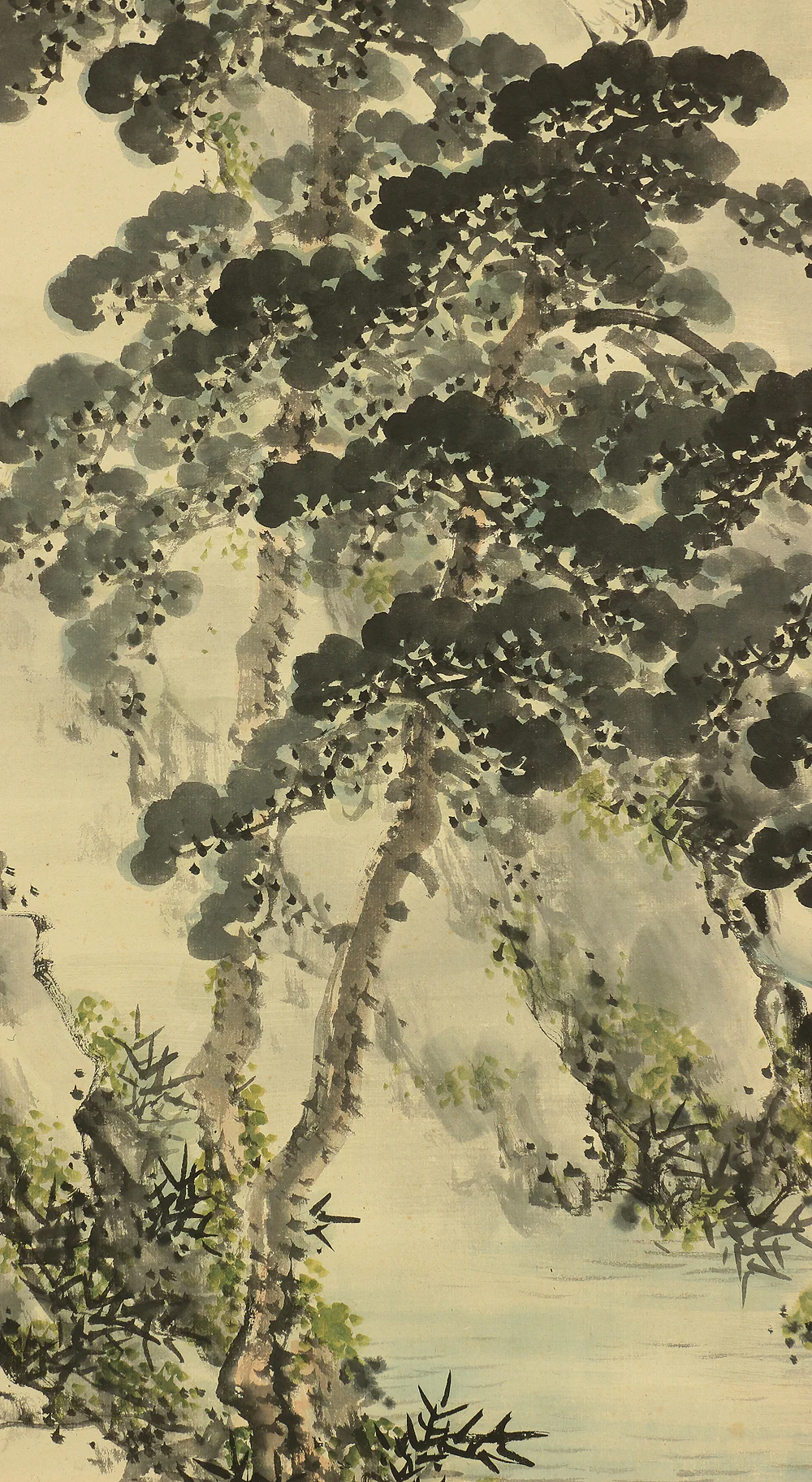 幸野楳嶺 Kono Bairei (1844-1895) Japanese antique art kakejiku kakemono wall hanging scroll / Horai Mountain Rivers Landscapes Rising Sun and Cranes with Appraised Box by 幸野西湖 Kono Seiko (1881-1945) RC747 - Image 13