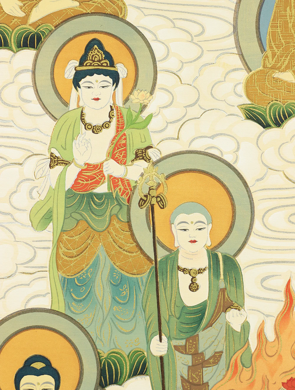 國井道成 KUNII DOSEI Japanese art kakejiku kakemono wall hanging scroll / Thirteen Buddhas & Bodhisattvas with Original Box A133 - Image 11
