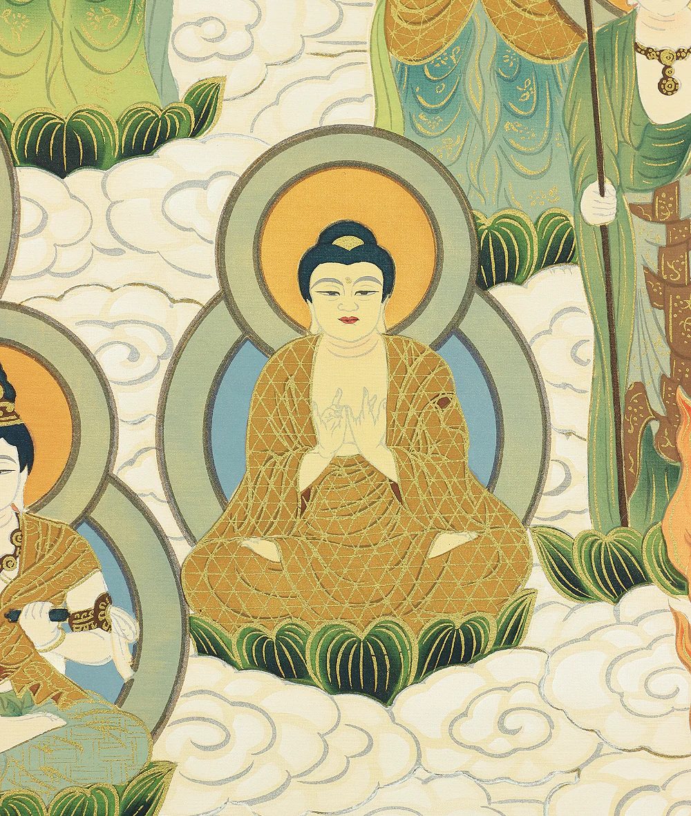 國井道成 KUNII DOSEI Japanese art kakejiku kakemono wall hanging scroll / Thirteen Buddhas & Bodhisattvas with Original Box A133 - Image 14