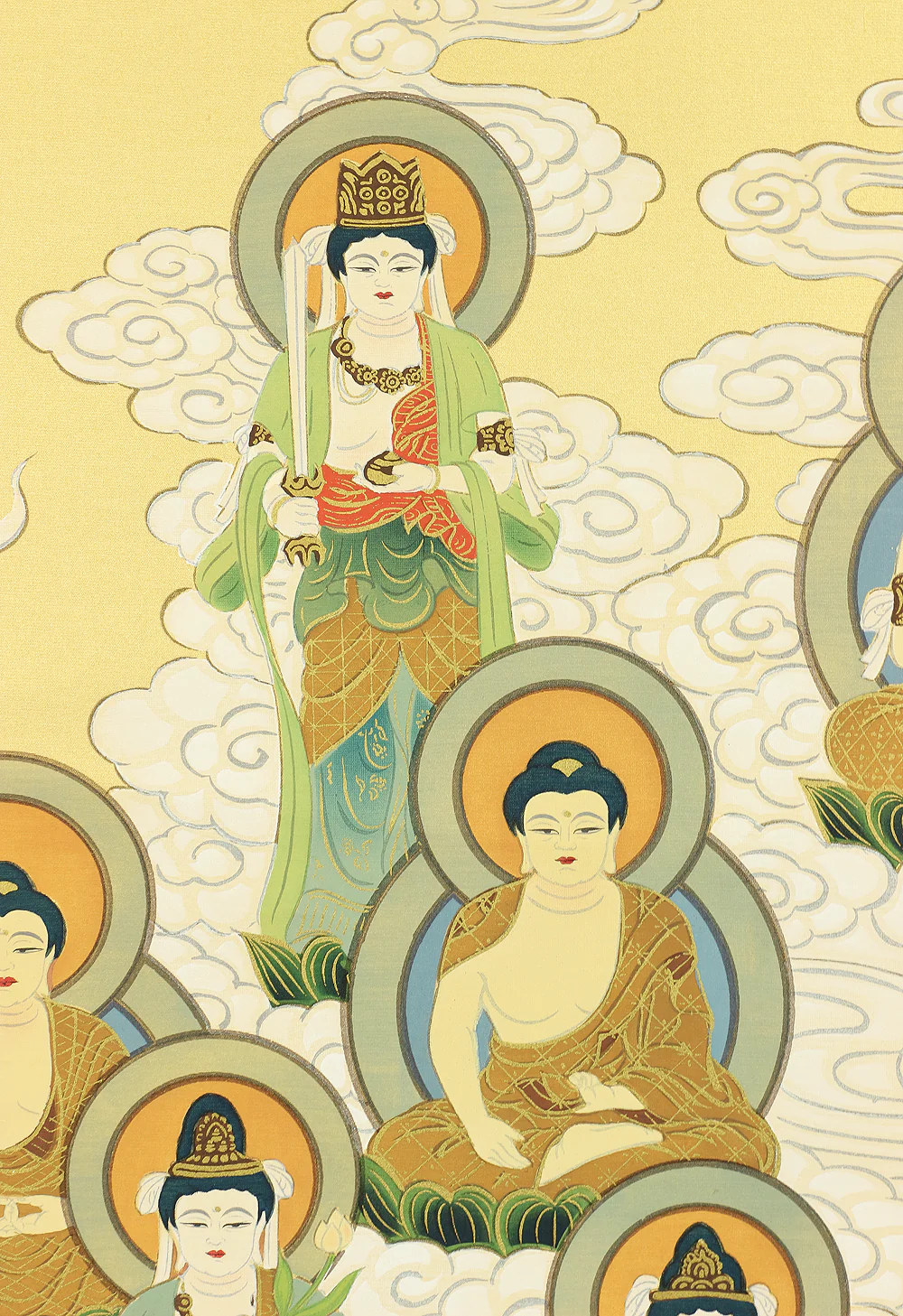 國井道成 KUNII DOSEI Japanese art kakejiku kakemono wall hanging scroll / Thirteen Buddhas & Bodhisattvas with Original Box A133 - Image 8