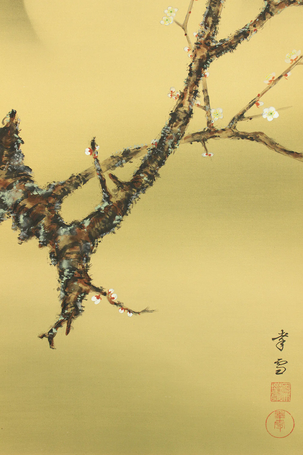 国井幸雪 Kunii Kosetsu (b1919) Japanese art Paired kakejiku kakemono wall hanging scroll / Rising Sun and Moon, Plum and Pine, Crane with Original Box (Tomobako) RD295 - Image 10