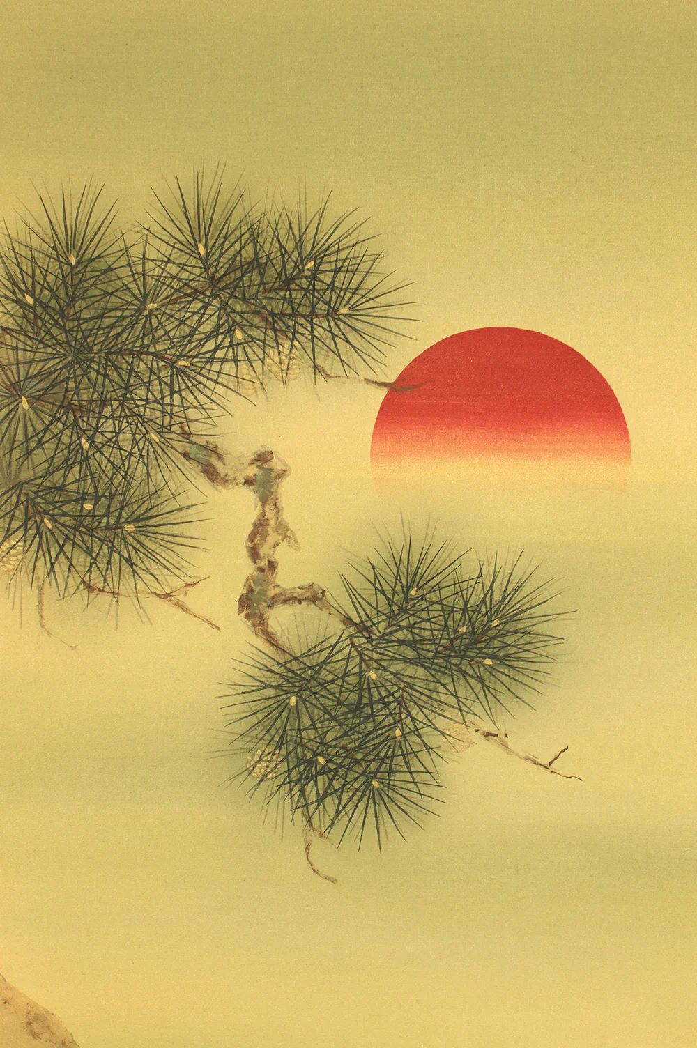 国井幸雪 Kunii Kosetsu (b1919) Japanese art Paired kakejiku kakemono wall hanging scroll / Rising Sun and Moon, Plum and Pine, Crane with Original Box (Tomobako) RD295 - Image 16