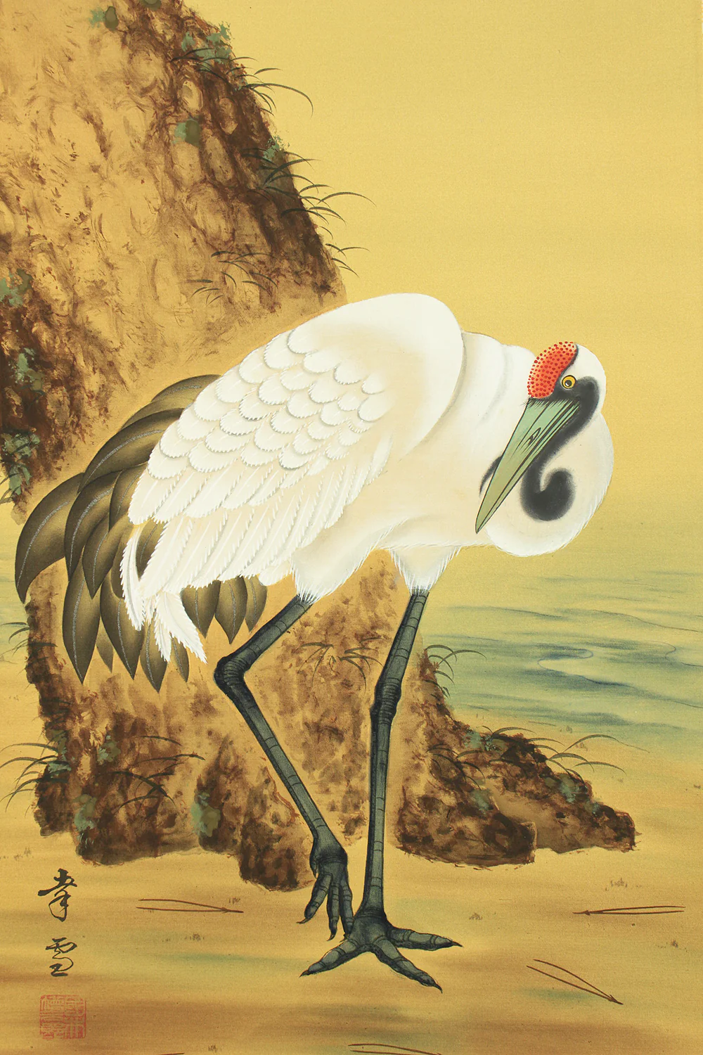 国井幸雪 Kunii Kosetsu (b1919) Japanese art Paired kakejiku kakemono wall hanging scroll / Rising Sun and Moon, Plum and Pine, Crane with Original Box (Tomobako) RD295 - Image 20
