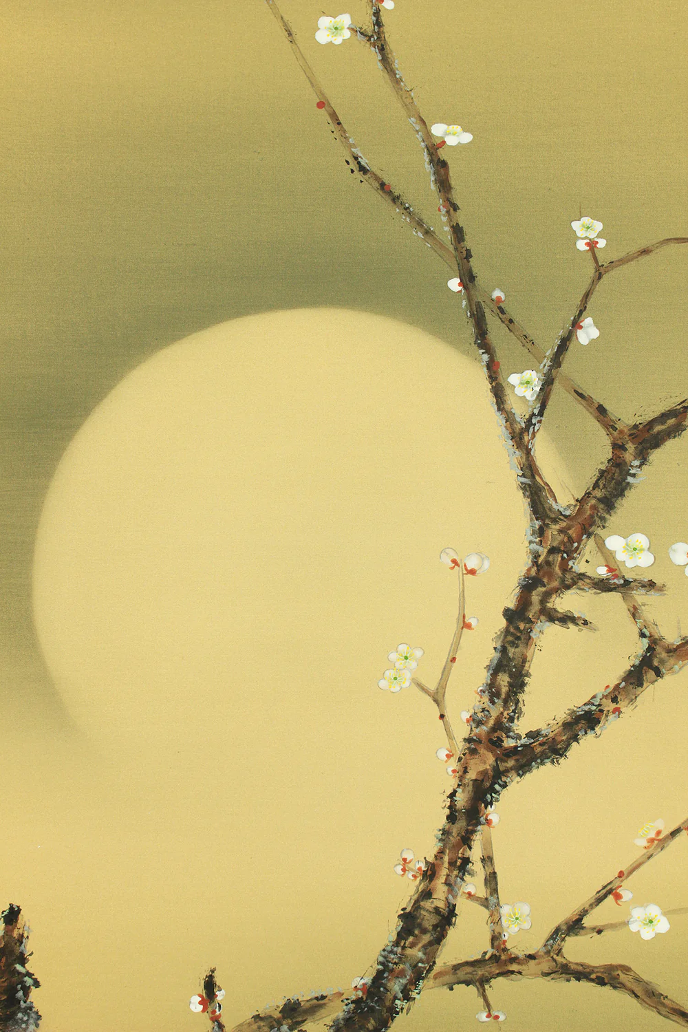国井幸雪 Kunii Kosetsu (b1919) Japanese art Paired kakejiku kakemono wall hanging scroll / Rising Sun and Moon, Plum and Pine, Crane with Original Box (Tomobako) RD295 - Image 8