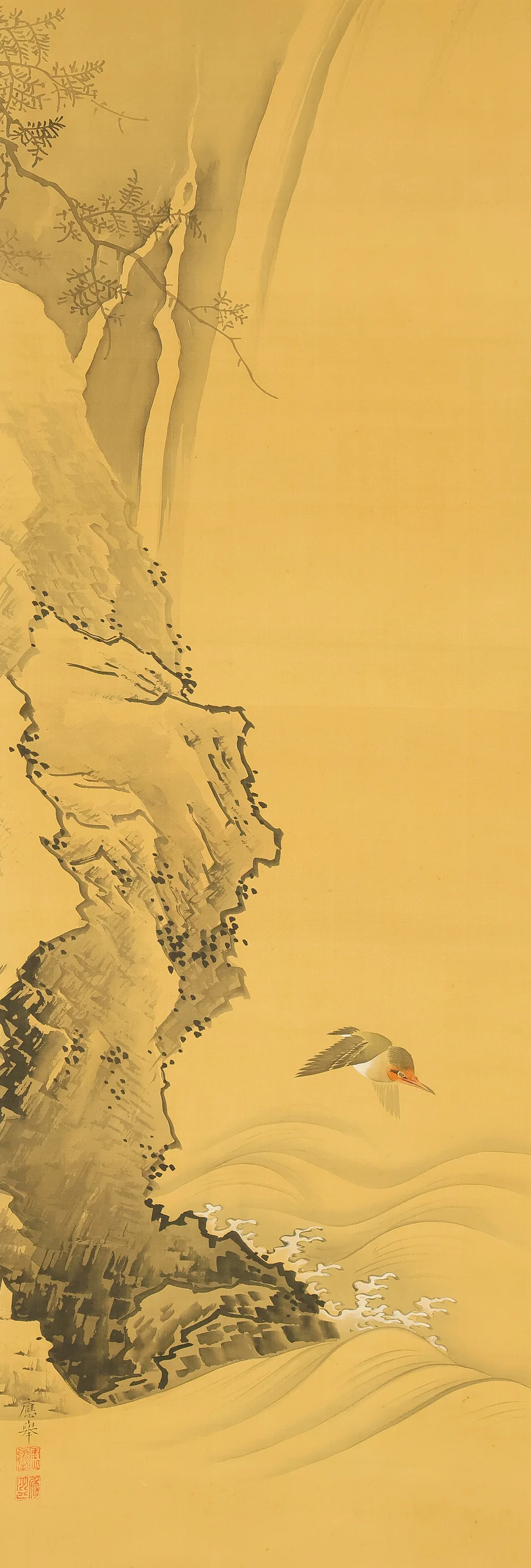 円山応挙 Maruyama Okyo (1733-1795) Japanese antique art Paired kakejiku kakemono wall hanging scrolls / Waves and Wagtail with Appraised Box RD872 - Image 17