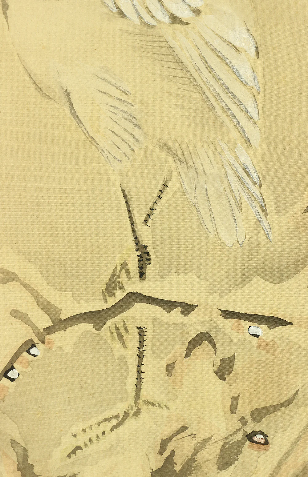 益頭峻南 Mashizu Shunnan (1851-1916) Japanese antique art Paired kakejiku kakemono wall hanging scrolls / Heron on Willow Tree in Snow and Sleeping Crow under Moon with Original Box A381 - Image 7