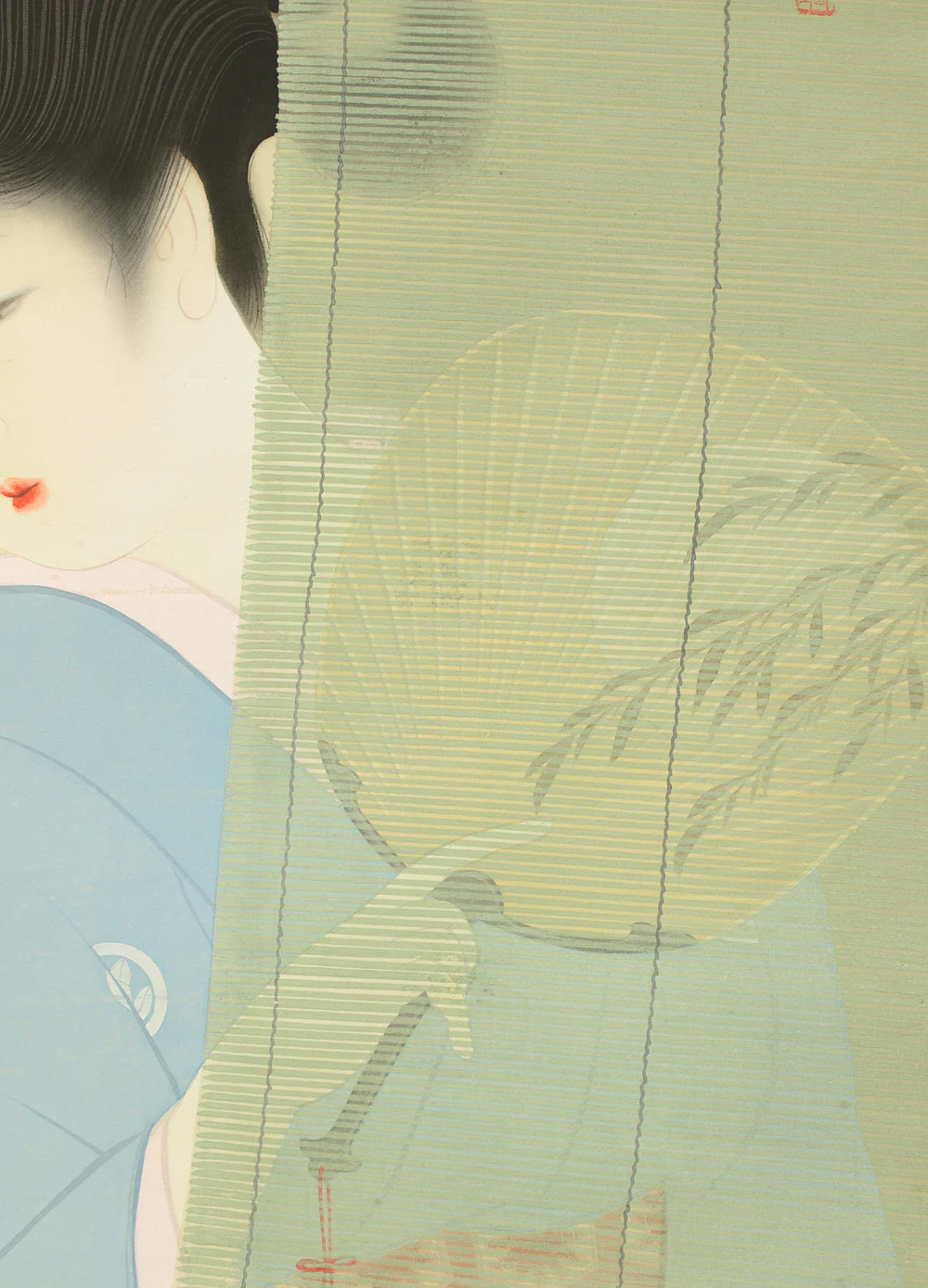 松井桜塘 Matsui Outo (1901-1983) Japanese art kakejiku kakemono wall hanging scroll / Kimono Beauty Watching Fireflies with Box RD442 - Image 12