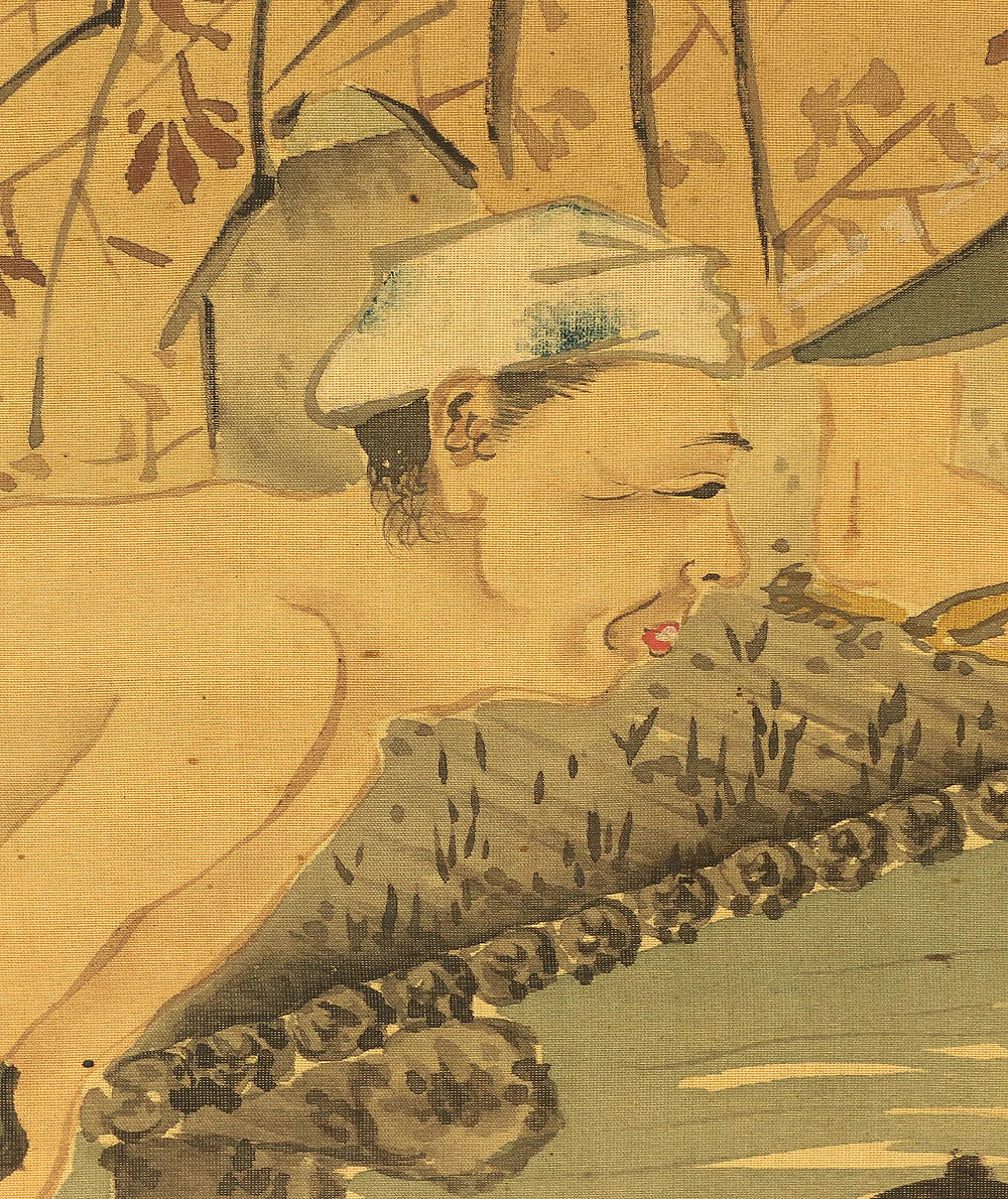 松本楓湖 Matsumoto Fuko (1840-1923) Japanese antique art kakejiku kakemono wall hanging scroll / 青砥藤綱 Aoto Fujitsuna looking for money in the river W767 - Image 8