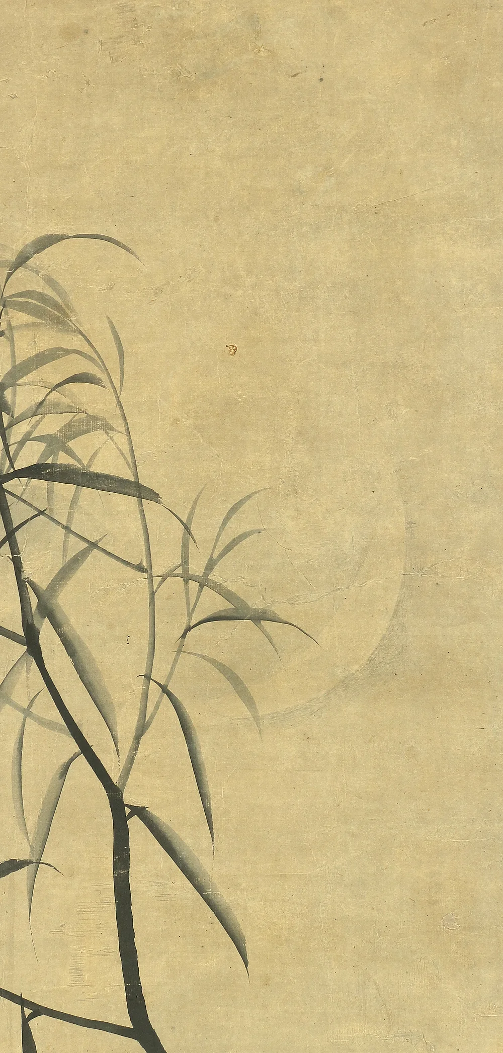 松村呉春 Matsumura Goshun (1752-1811) Japanese antique art kakejiku kakemono wall hanging scroll / Crescent Moon & Willow with Box A303 - Image 4