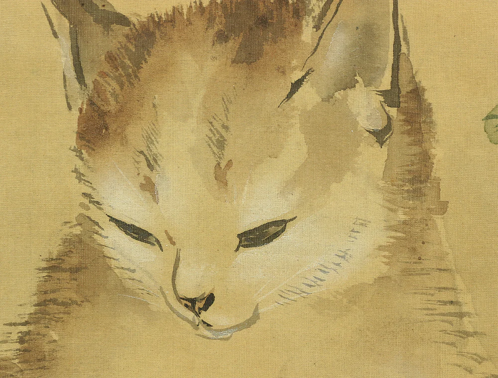 松村呉春 Matsumura Goshun (1752-1811) Japanese antique art kakejiku kakemono wall hanging scroll / Cat Parent and Child with Appraised Box RC115 - Image 10