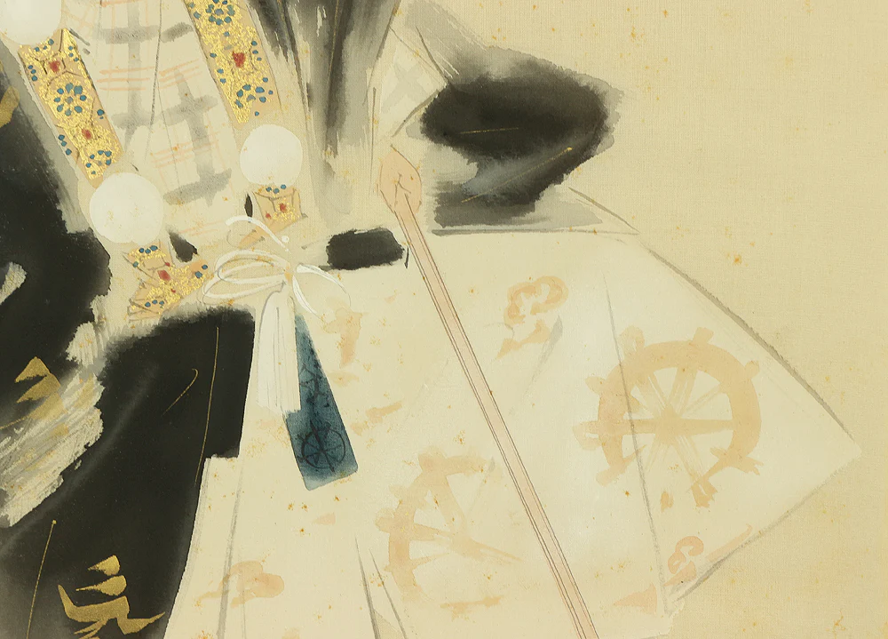 三宅凰白 Miyake Kohaku (1893-1957) Japanese art Makuri silk painting / Kanjincho M185 - Image 10
