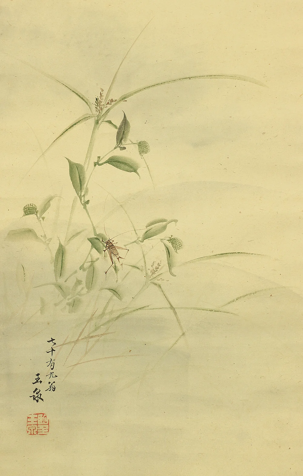 Order item:望月玉泉 Mochizuki Gyokusen (1834-1913) Japanese art kakejiku kakemono wall hanging scroll / Moon and Crickets with Box RB569 - Image 6
