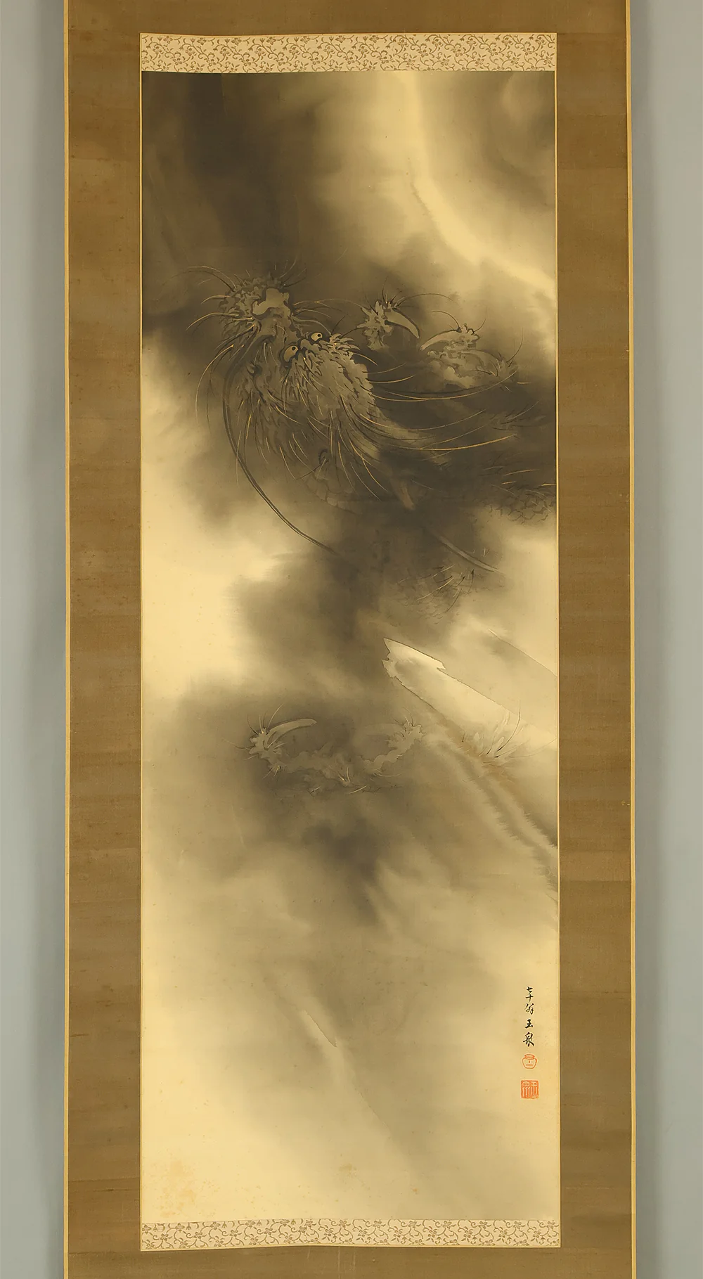 望月玉泉 Mochizuki Gyokusen (1834-1913) Japanese art kakejiku kakemono wall hanging scroll / Rising Dragon in Cloud RE623