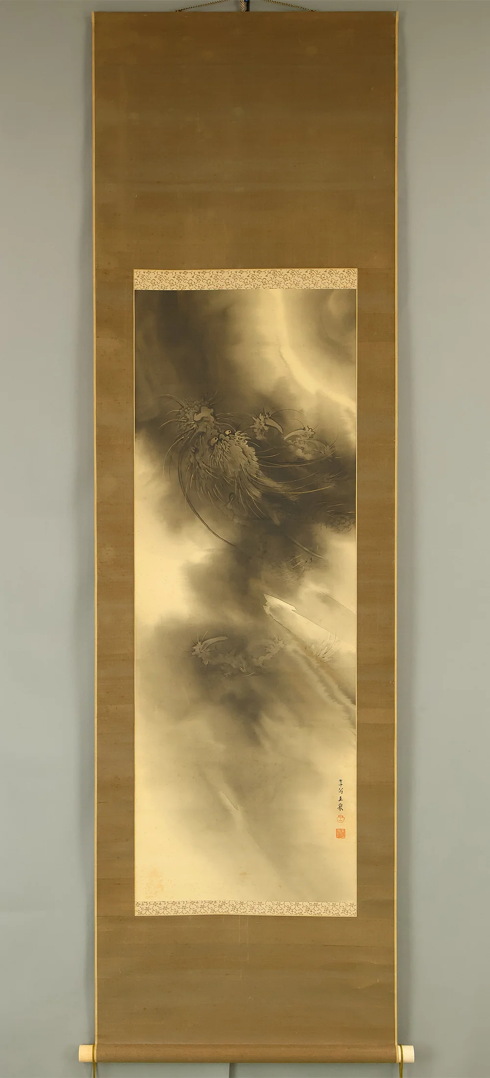 望月玉泉 Mochizuki Gyokusen (1834-1913) Japanese art kakejiku kakemono wall hanging scroll / Rising Dragon in Cloud RE623 - Image 2