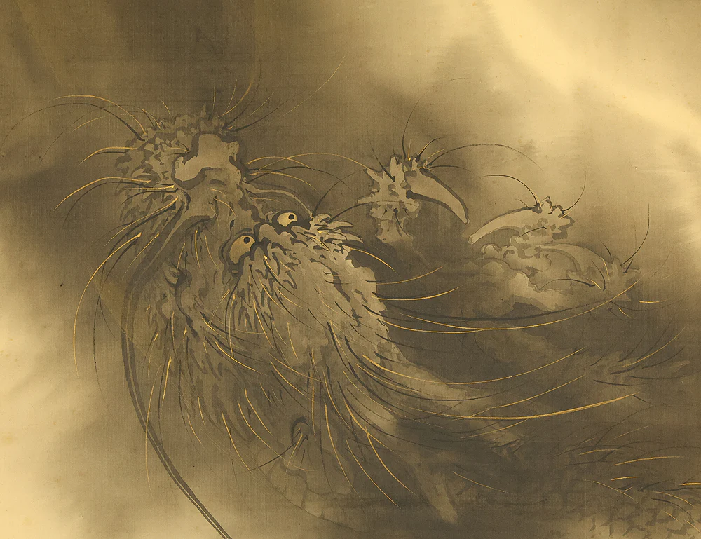 望月玉泉 Mochizuki Gyokusen (1834-1913) Japanese art kakejiku kakemono wall hanging scroll / Rising Dragon in Cloud RE623 - Image 5