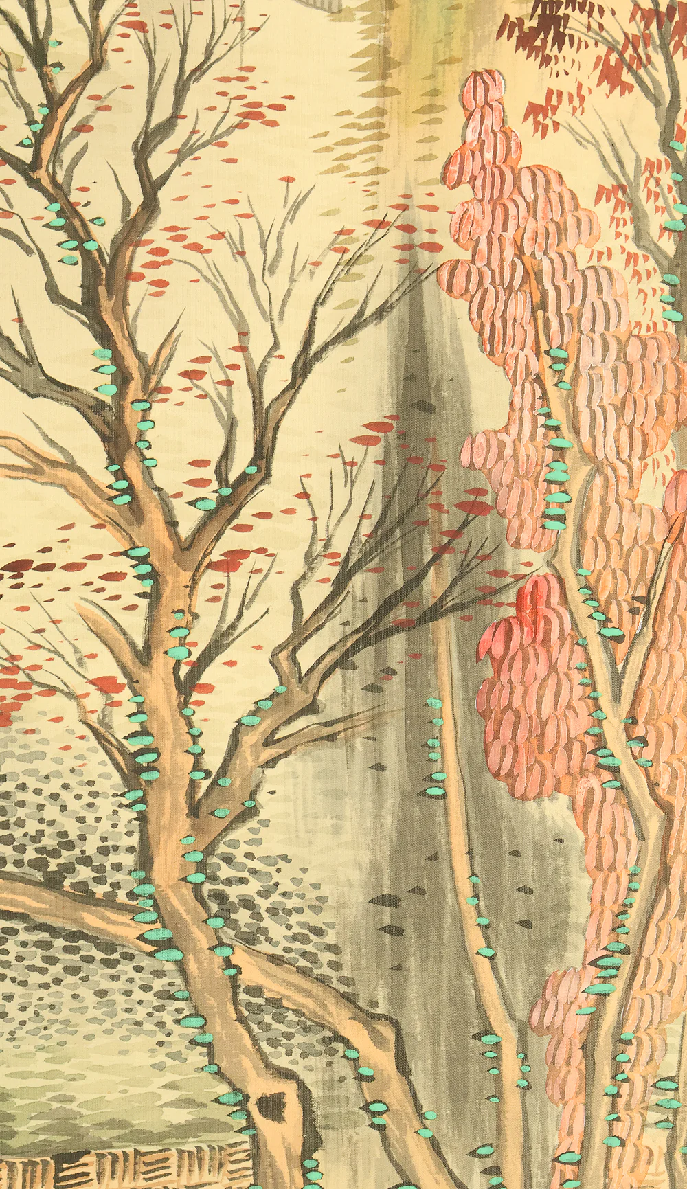 村上蘭田 Murakami Randen (b1899) Japanese art kakejiku kakemono wall hanging scroll / Blue and Green Mountains Landscape Waterfall and Country House with Original Box (Tomobako) RD906 - Image 13
