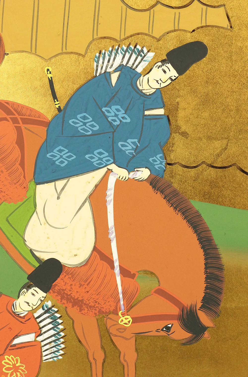村田有因 Murata Yuin Japanese gold-leaf room divider Byobu 4 panels Folding screen / Genji Monogatari (Tale of the Genji) V648 - Image 6